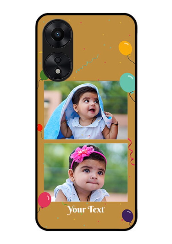 Oppo A78 5G Personalized Glass Phone Case - Image Holder with Birthday Celebrations Design