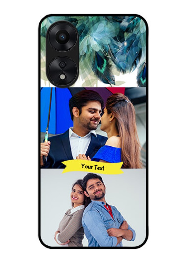 Oppo A78 5G Personalized Glass Phone Case - Image with Boho Peacock Feather Design