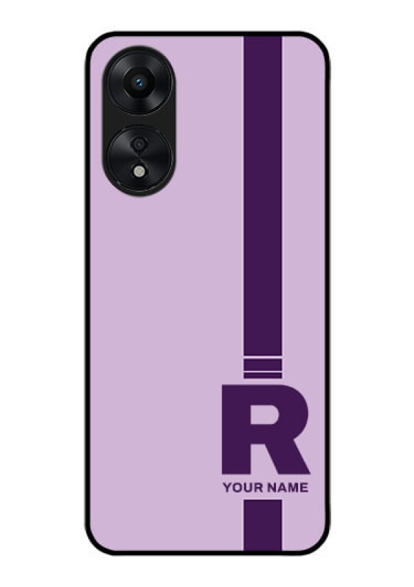 Oppo A78 5G Photo Printing on Glass Case - Simple dual tone stripe with name Design