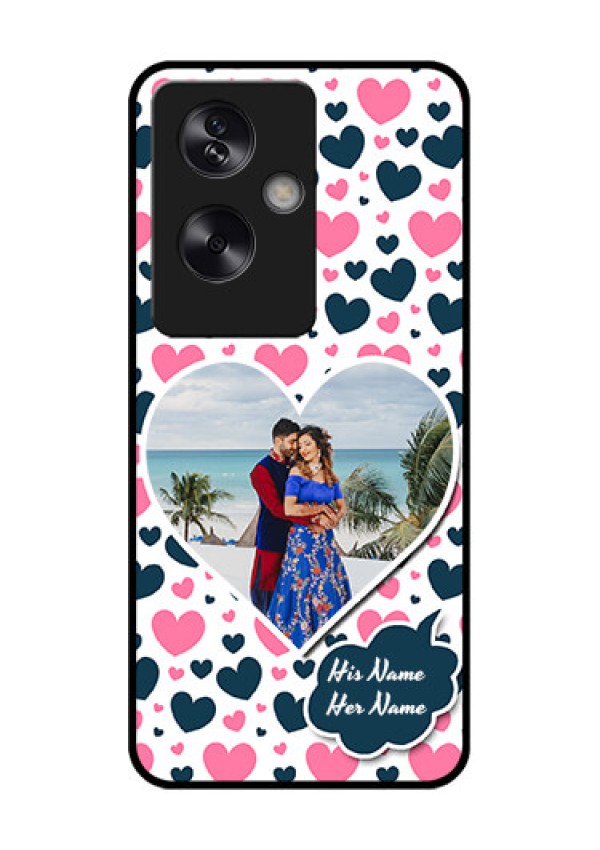 Oppo A79 5G Custom Glass Phone Case - Pink & Blue Heart Design