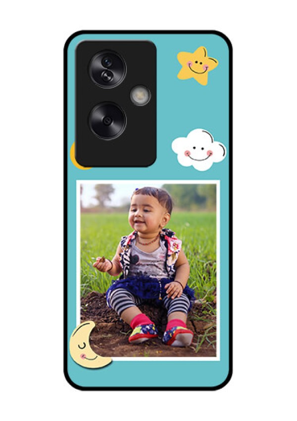 Oppo A79 5G Custom Glass Phone Case - Smiley Kids Stars Design