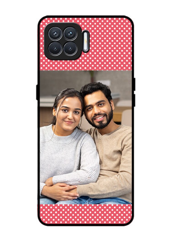 Oppo F17 Custom Glass Phone Case  - White Dotted Design