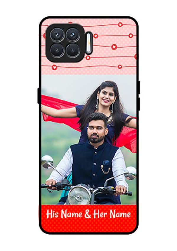 Oppo F17 Personalized Glass Phone Case  - Red Pattern Case Design