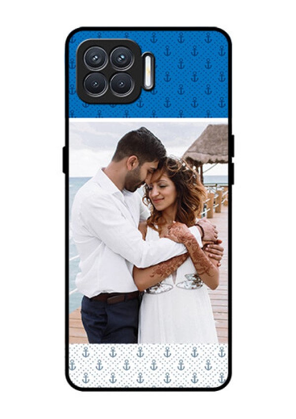 Oppo F17 Photo Printing on Glass Case  - Blue Anchors Design
