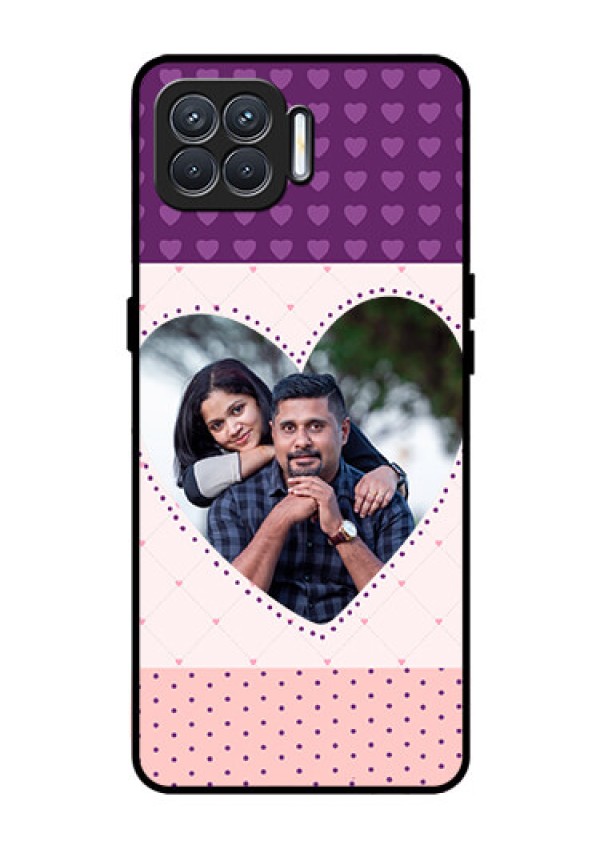 Oppo F17 Custom Glass Phone Case  - Violet Love Dots Design