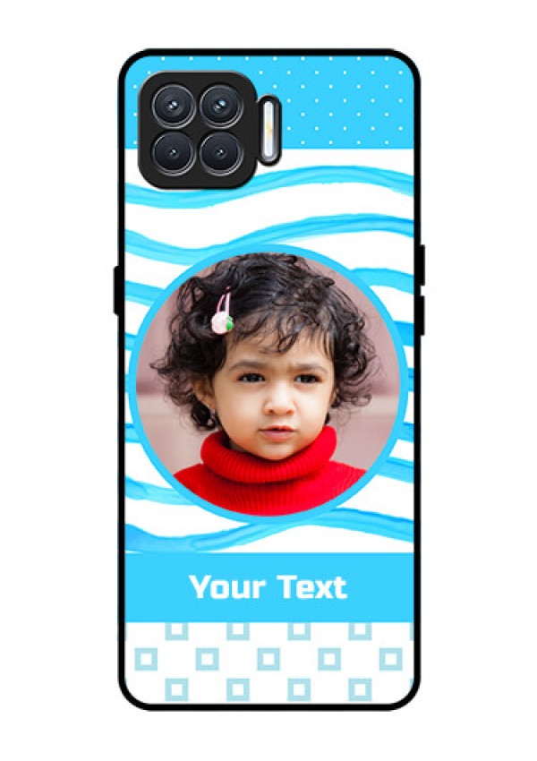 Oppo F17 Custom Glass Phone Case  - Simple Blue Case Design