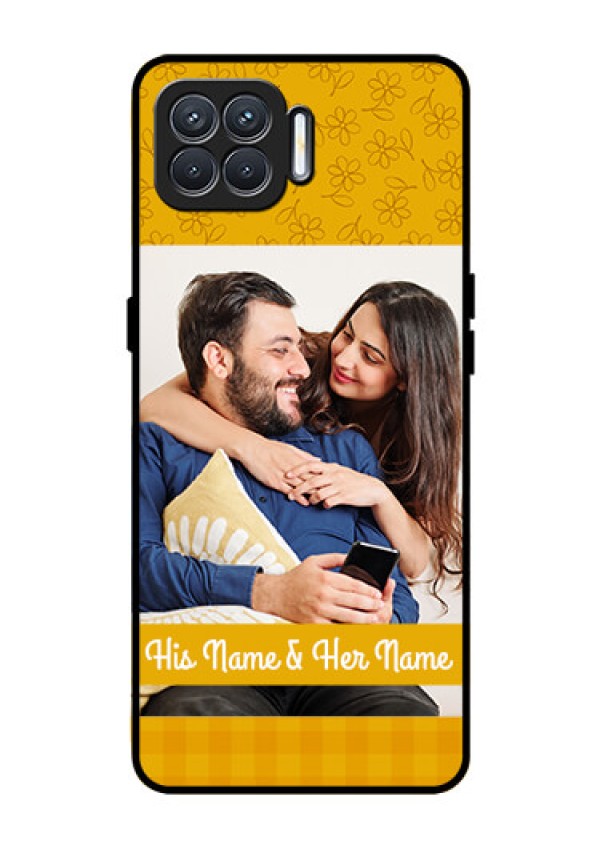 Oppo F17 Custom Glass Mobile Case  - Yellow Floral Design