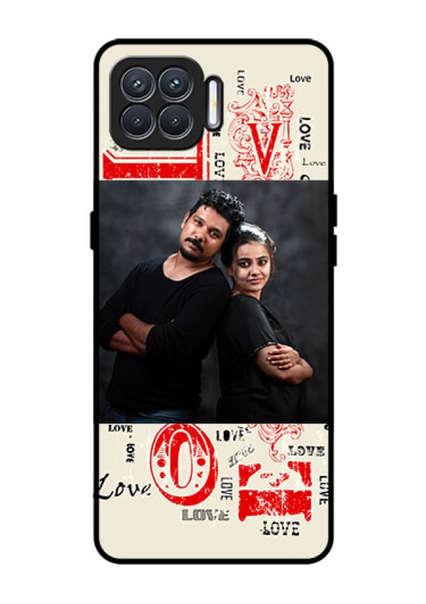 Oppo F17 Photo Printing on Glass Case  - Trendy Love Design Case