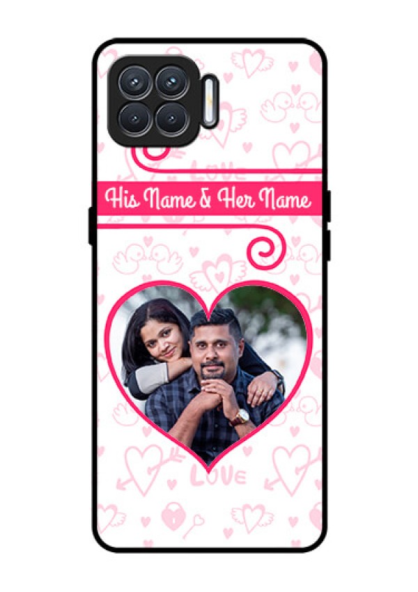 Oppo F17 Personalized Glass Phone Case  - Heart Shape Love Design