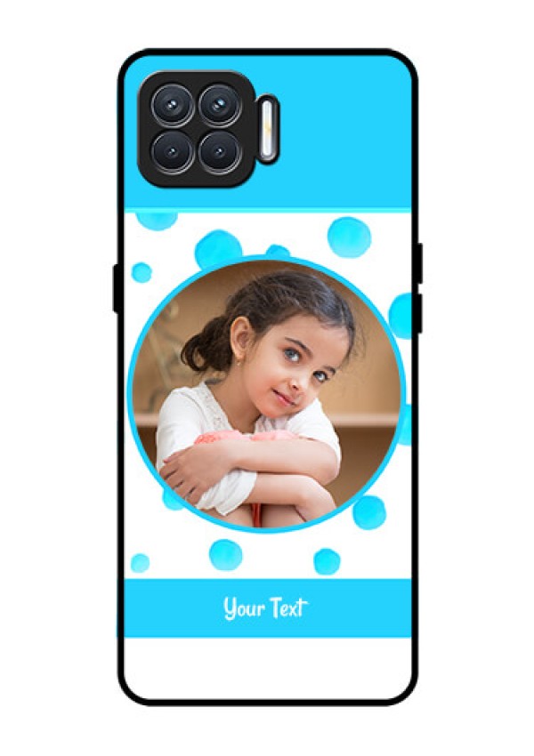 Oppo F17 Photo Printing on Glass Case  - Blue Bubbles Pattern Design