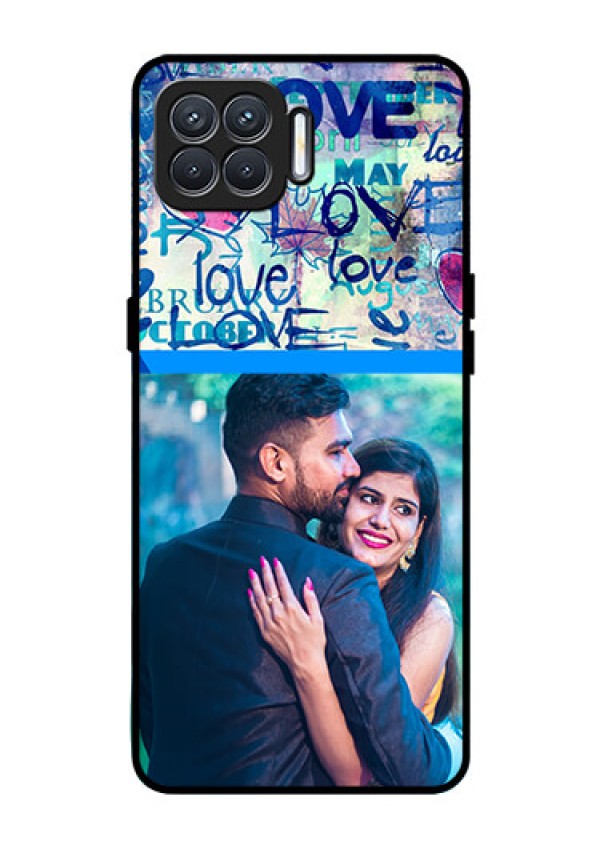 Oppo F17 Custom Glass Mobile Case  - Colorful Love Design
