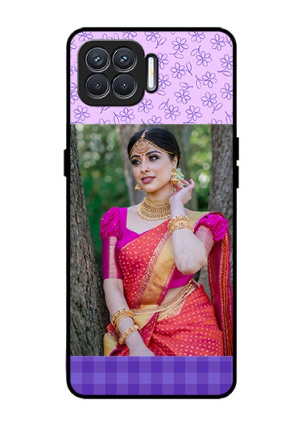 Oppo F17 Custom Glass Phone Case  - Purple Floral Design