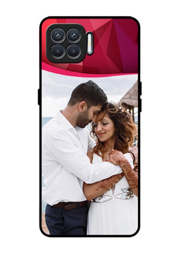 Oppo F17 Custom Glass Mobile Case  - Red Abstract Design