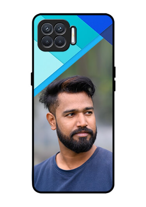 Oppo F17 Custom Glass Phone Case  - Blue Pattern Design