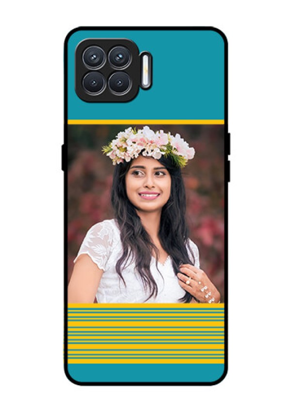 Oppo F17 Custom Glass Phone Case  - Yellow & Blue Design 