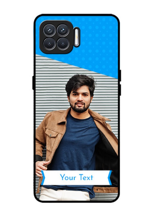 Oppo F17 Photo Printing on Glass Case  - Simple Blue Color Design