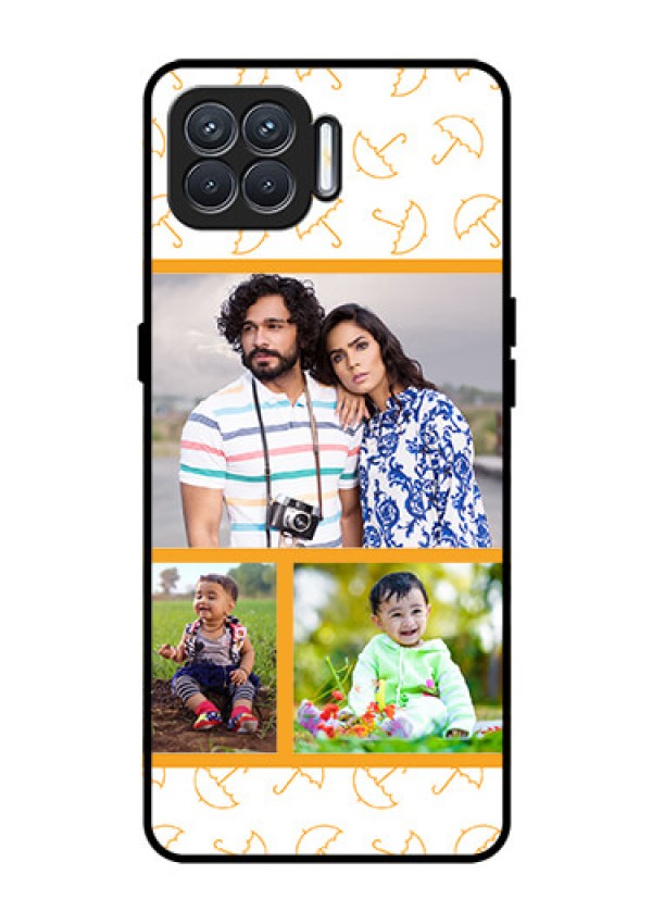 Oppo F17 Custom Glass Mobile Case  - Yellow Pattern Design