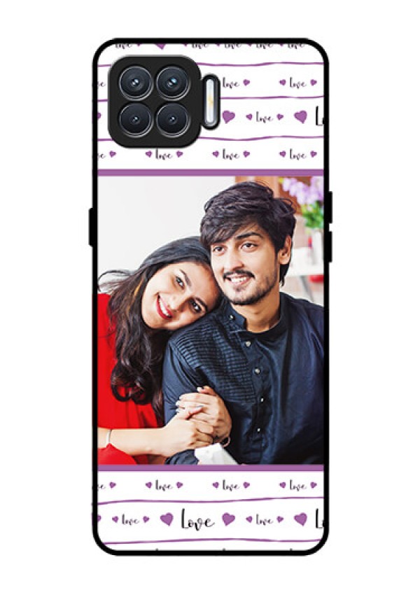 Oppo F17 Custom Glass Mobile Case  - Couples Heart Design
