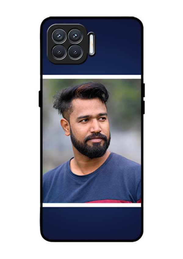Oppo F17 Personalized Glass Phone Case  - Simple Royal Blue Design