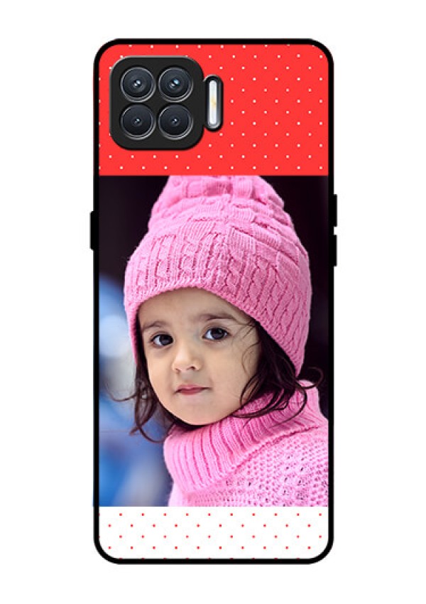 Oppo F17 Photo Printing on Glass Case  - Red Pattern Design
