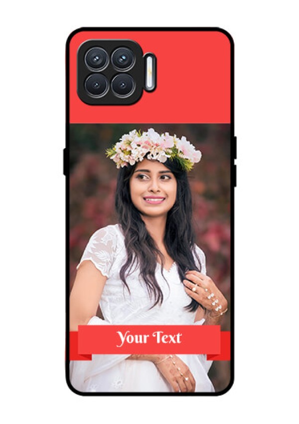 Oppo F17 Custom Glass Phone Case  - Simple Red Color Design
