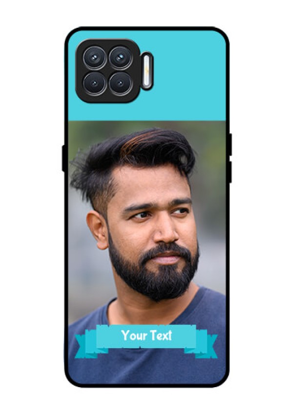Oppo F17 Personalized Glass Phone Case  - Simple Blue Color Design