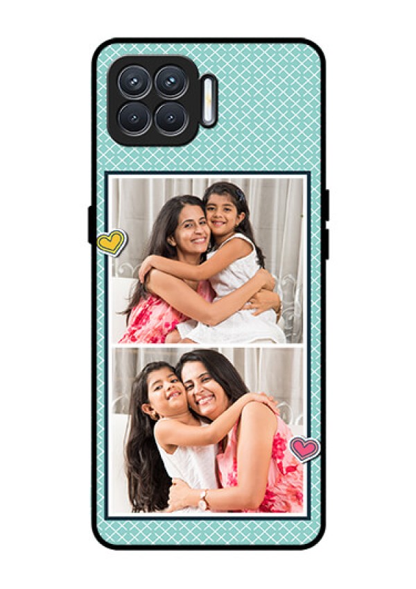 Oppo F17 Custom Glass Phone Case  - 2 Image Holder with Pattern Design