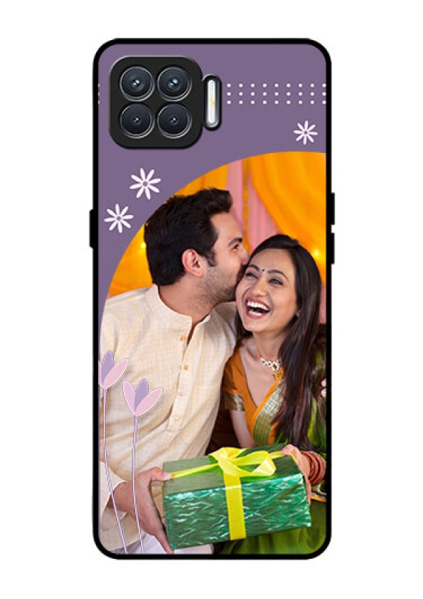 Oppo F17 Custom Glass Mobile Case  - Lavender flowers design 