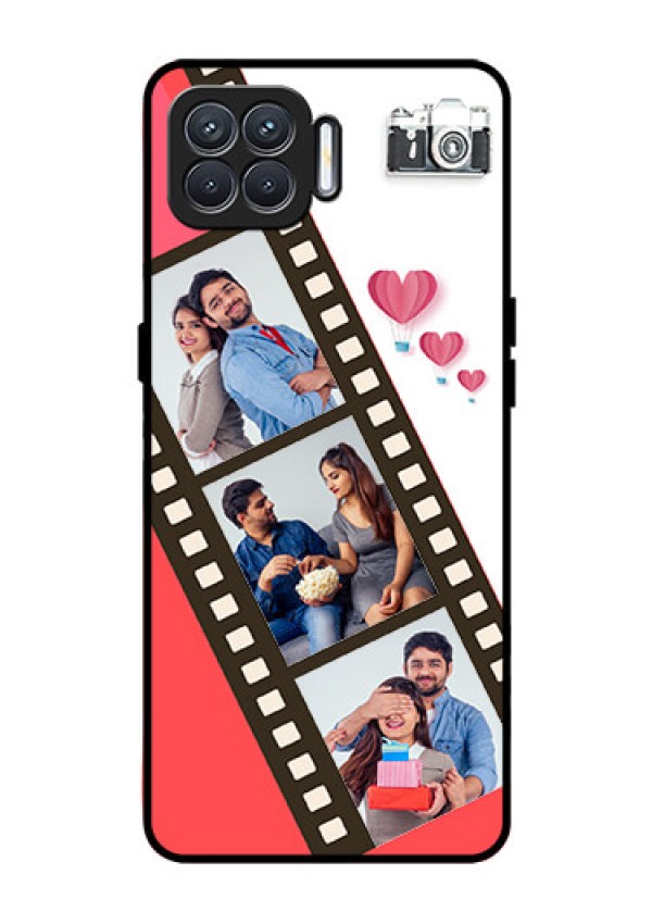 Oppo F17 Personalized Glass Phone Case  - 3 Image Holder with Film Reel