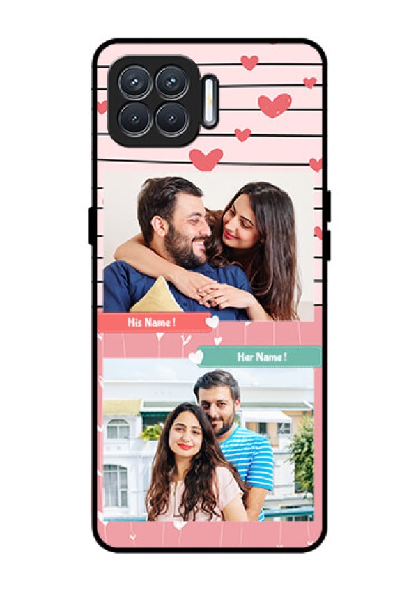Oppo F17 Custom Glass Mobile Case  - Photo with Heart Design