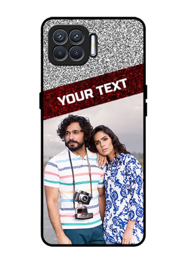 Oppo F17 Personalized Glass Phone Case  - Image Holder with Glitter Strip Design