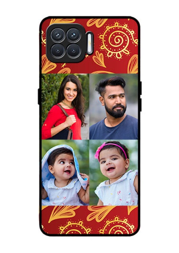 Oppo F17 Photo Printing on Glass Case  - 4 Image Traditional Design
