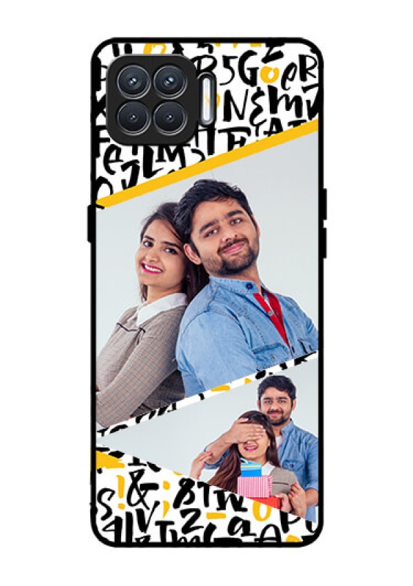 Oppo F17 Custom Glass Mobile Case  - Letters Pattern Design