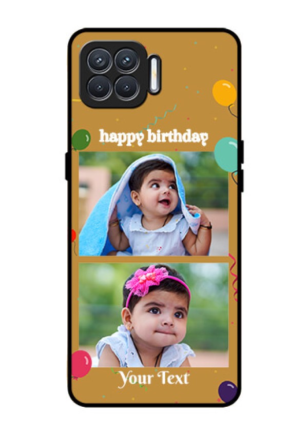 Oppo F17 Personalized Glass Phone Case  - Image Holder with Birthday Celebrations Design