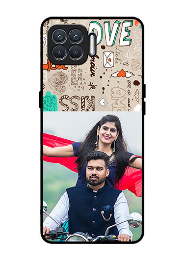Oppo F17 Custom Glass Phone Case  - Love Doodle Pattern 