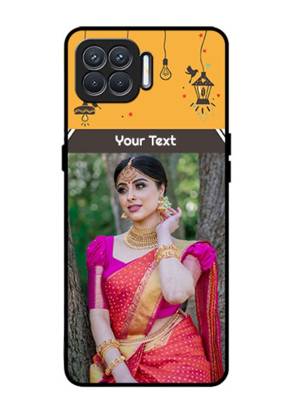 Oppo F17 Custom Glass Mobile Case  - with Family Picture and Icons 