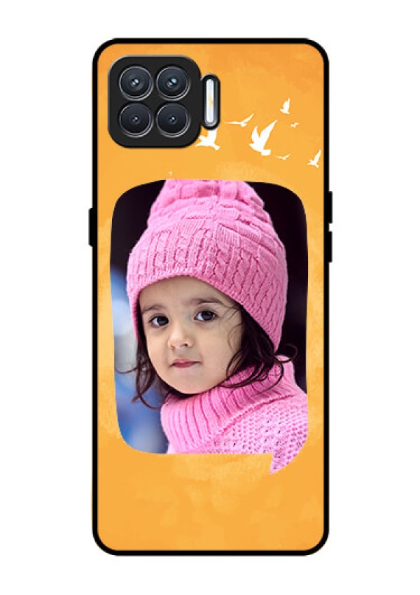 Oppo F17 Personalized Glass Phone Case  - Water Color Design with Bird Icons