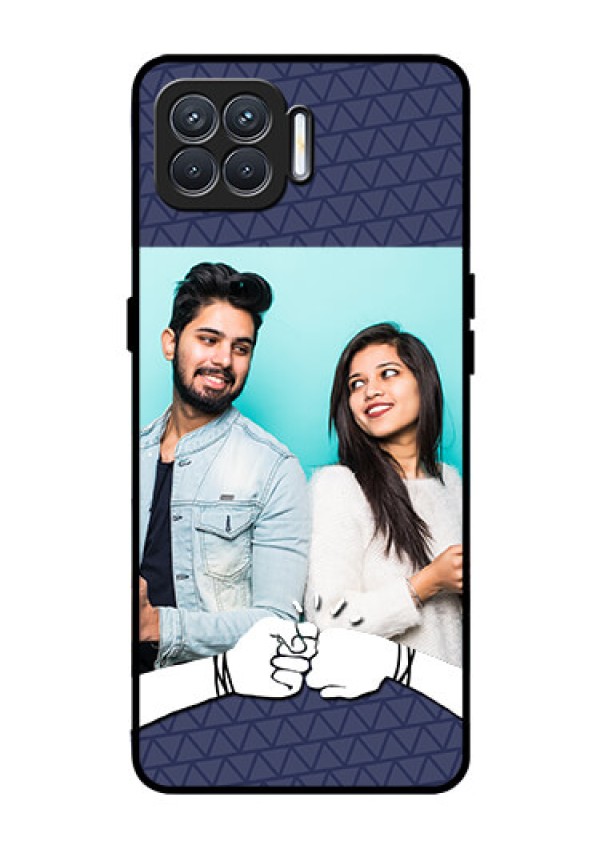 Oppo F17 Photo Printing on Glass Case  - with Best Friends Design  