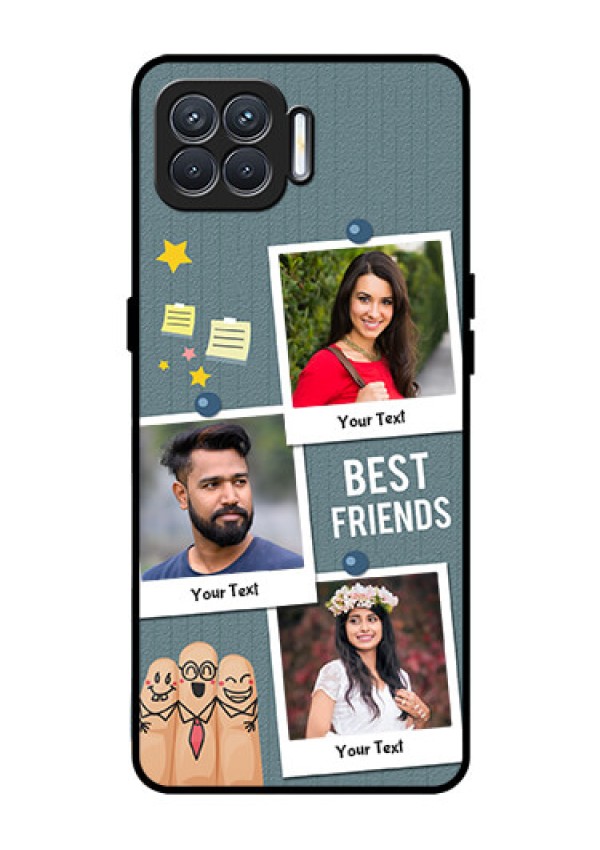 Oppo F17 Personalized Glass Phone Case  - Sticky Frames and Friendship Design