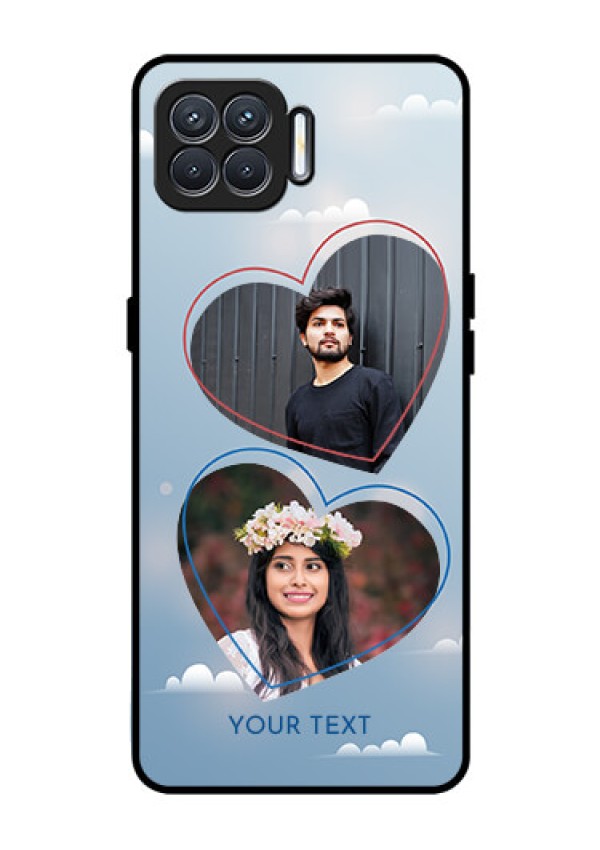 Oppo F17 Custom Glass Mobile Case  - Blue Color Couple Design 