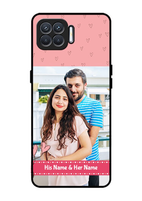 Oppo F17 Personalized Glass Phone Case  - Love Design Peach Color