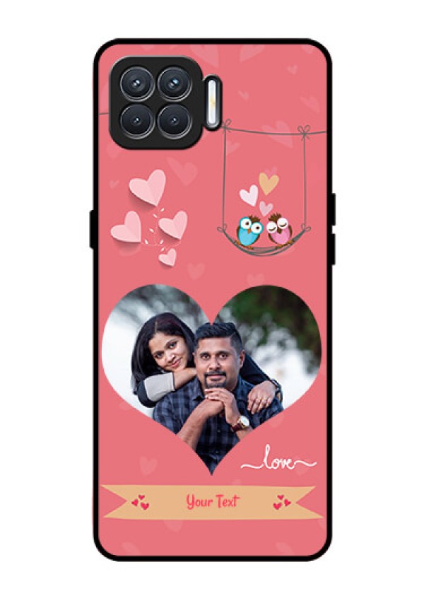 Oppo F17 Personalized Glass Phone Case  - Peach Color Love Design 