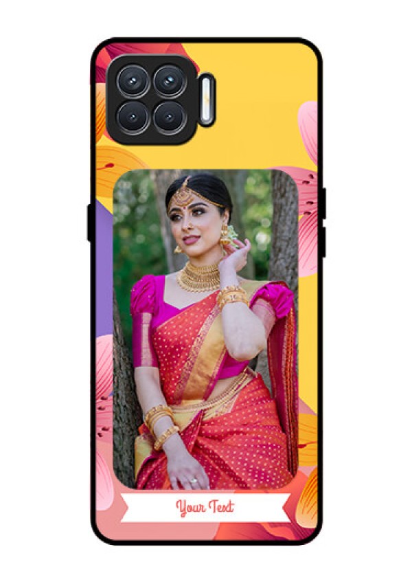 Oppo F17 Custom Glass Mobile Case  - 3 Image With Vintage Floral Design