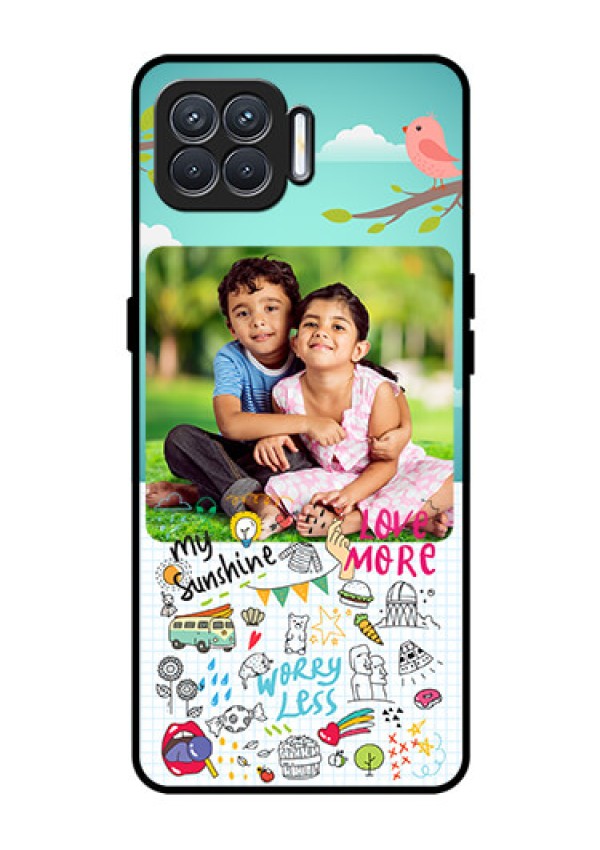 Oppo F17 Photo Printing on Glass Case  - Doodle love Design