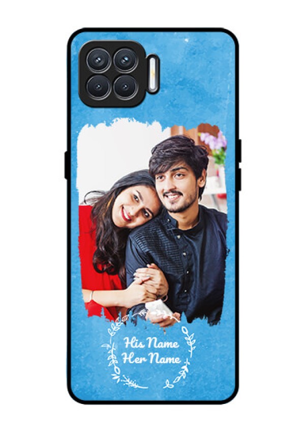 Oppo F17 Custom Glass Phone Case - Blue Color Vintage Design