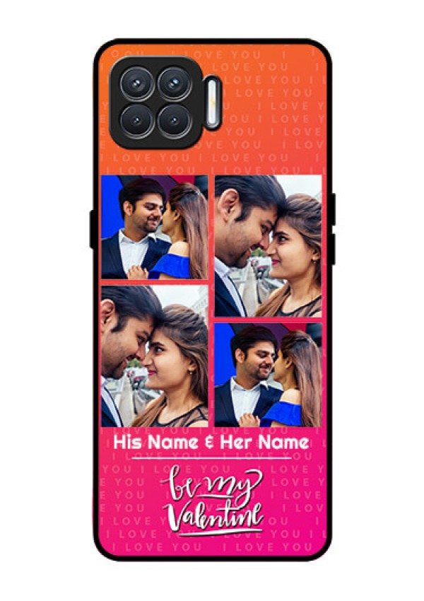 Oppo F17 Custom Glass Phone Case  - I Love You Pink Design