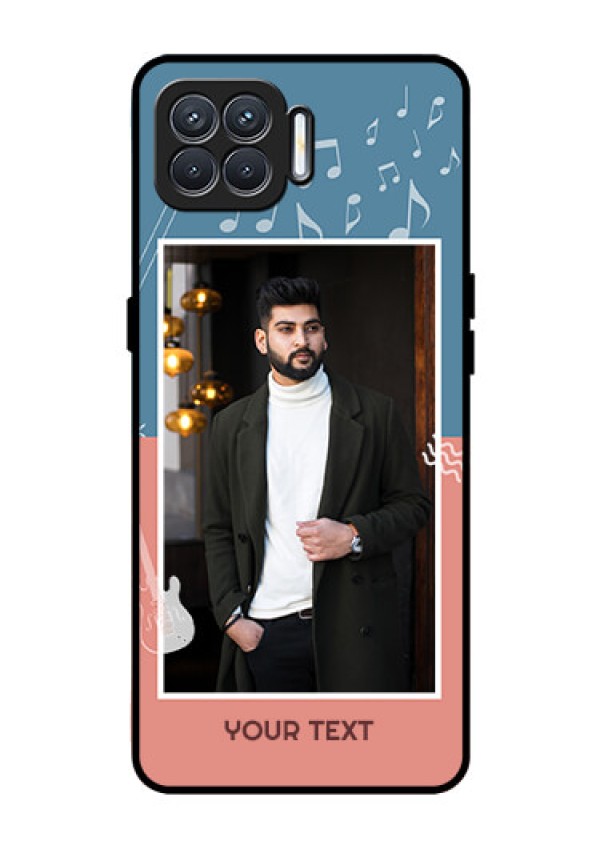 Oppo F17 Photo Printing on Glass Case  - with Color Musical Note Design