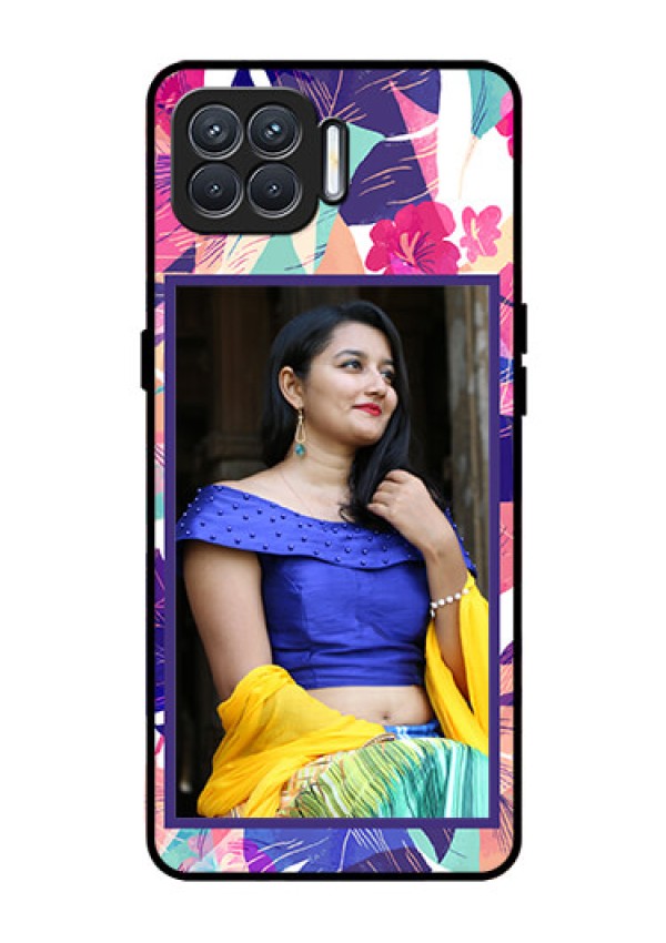 Oppo F17 Custom Glass Mobile Case  - Abstract Floral Design