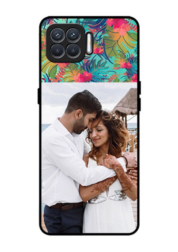 Oppo F17 Photo Printing on Glass Case  - Watercolor Floral Design