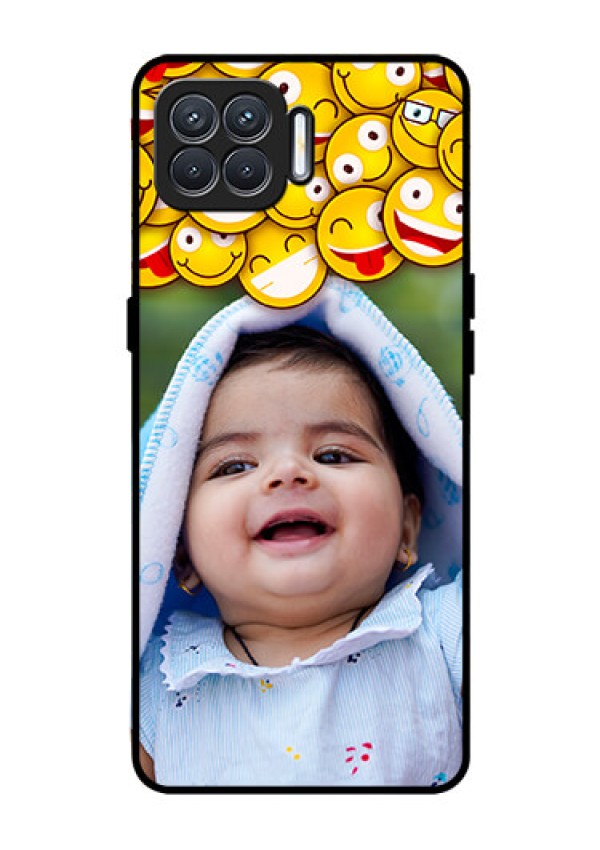 Oppo F17 Custom Glass Mobile Case  - with Smiley Emoji Design